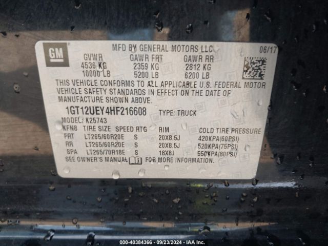 Photo 8 VIN: 1GT12UEY4HF216608 - GMC SIERRA 