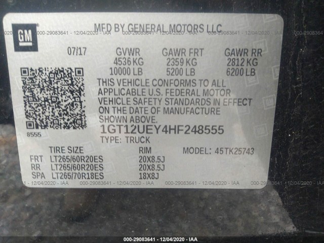 Photo 8 VIN: 1GT12UEY4HF248555 - GMC SIERRA 2500HD 