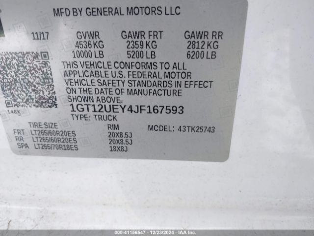 Photo 8 VIN: 1GT12UEY4JF167593 - GMC SIERRA 