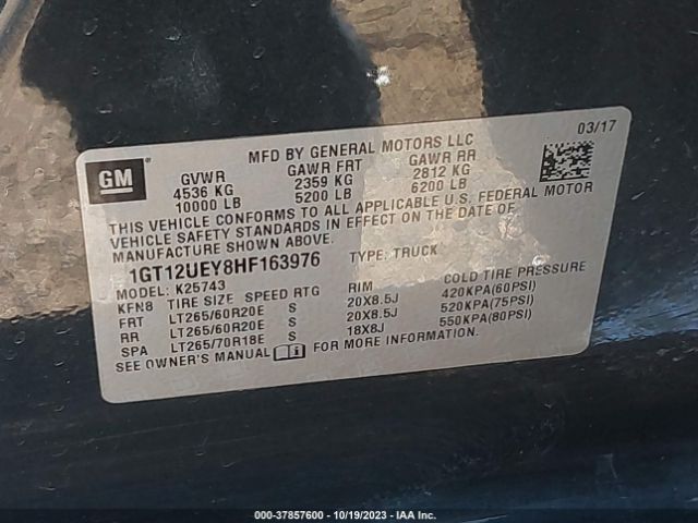 Photo 8 VIN: 1GT12UEY8HF163976 - GMC SIERRA 2500HD 