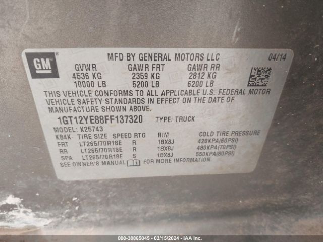 Photo 8 VIN: 1GT12YE88FF137320 - GMC SIERRA 2500HD 