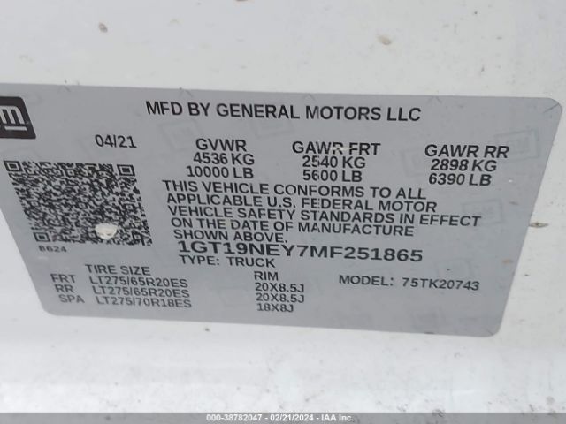 Photo 8 VIN: 1GT19NEY7MF251865 - GMC SIERRA 2500HD 