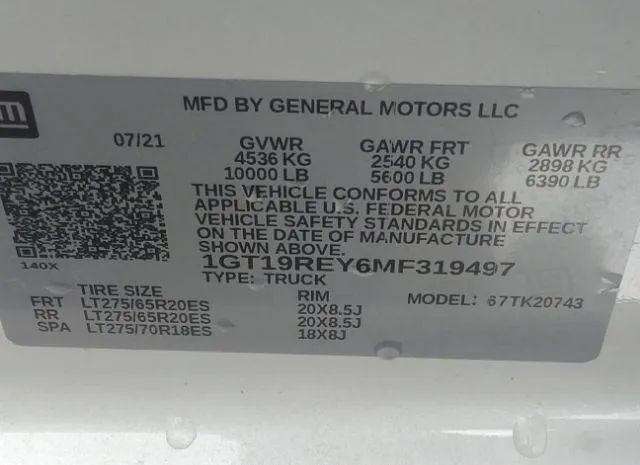 Photo 8 VIN: 1GT19REY6MF319497 - GMC SIERRA K25 