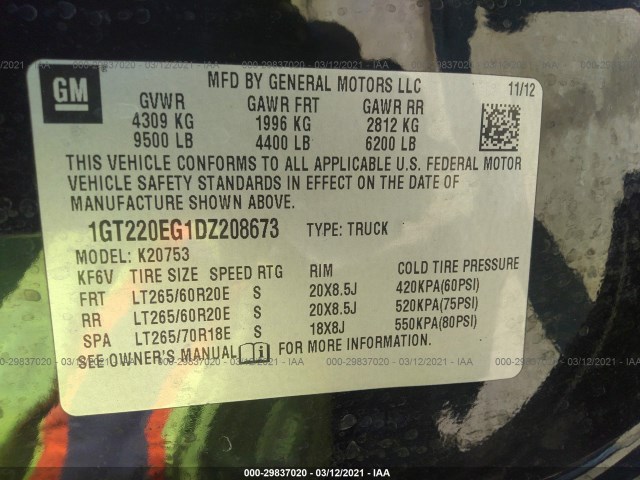 Photo 8 VIN: 1GT220EG1DZ208673 - GMC SIERRA 2500HD 