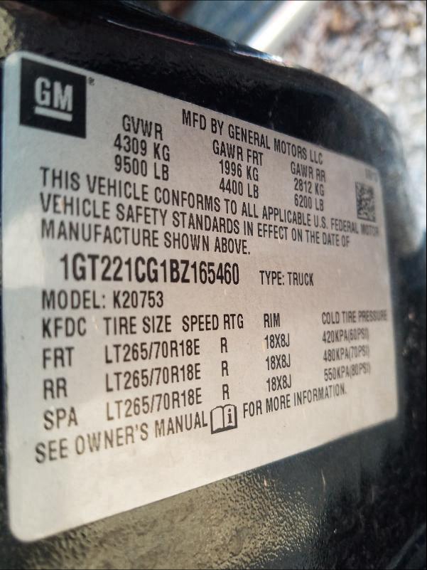 Photo 9 VIN: 1GT221CG1BZ165460 - GMC SIERRA K25 