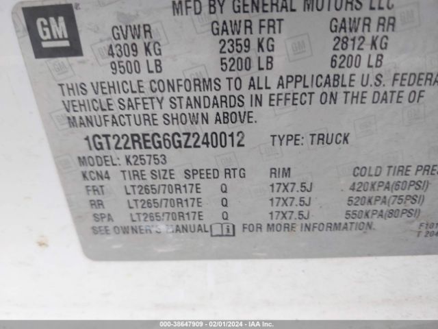 Photo 8 VIN: 1GT22REG6GZ240012 - GMC SIERRA 2500HD 