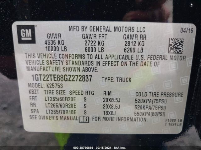 Photo 8 VIN: 1GT22TE88GZ272837 - GMC SIERRA 2500HD 