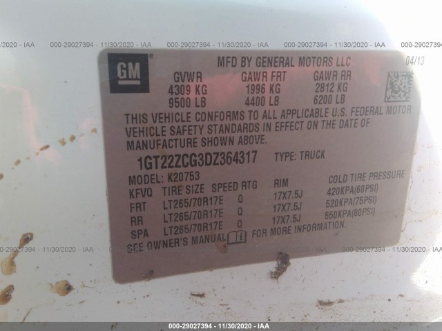 Photo 8 VIN: 1GT22ZCG3DZ364317 - GMC SIERRA 2500HD 