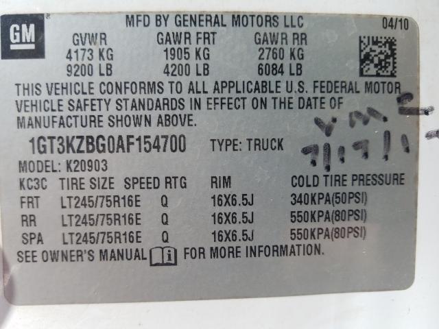 Photo 9 VIN: 1GT3KZBG0AF154700 - GMC SIERRA K25 