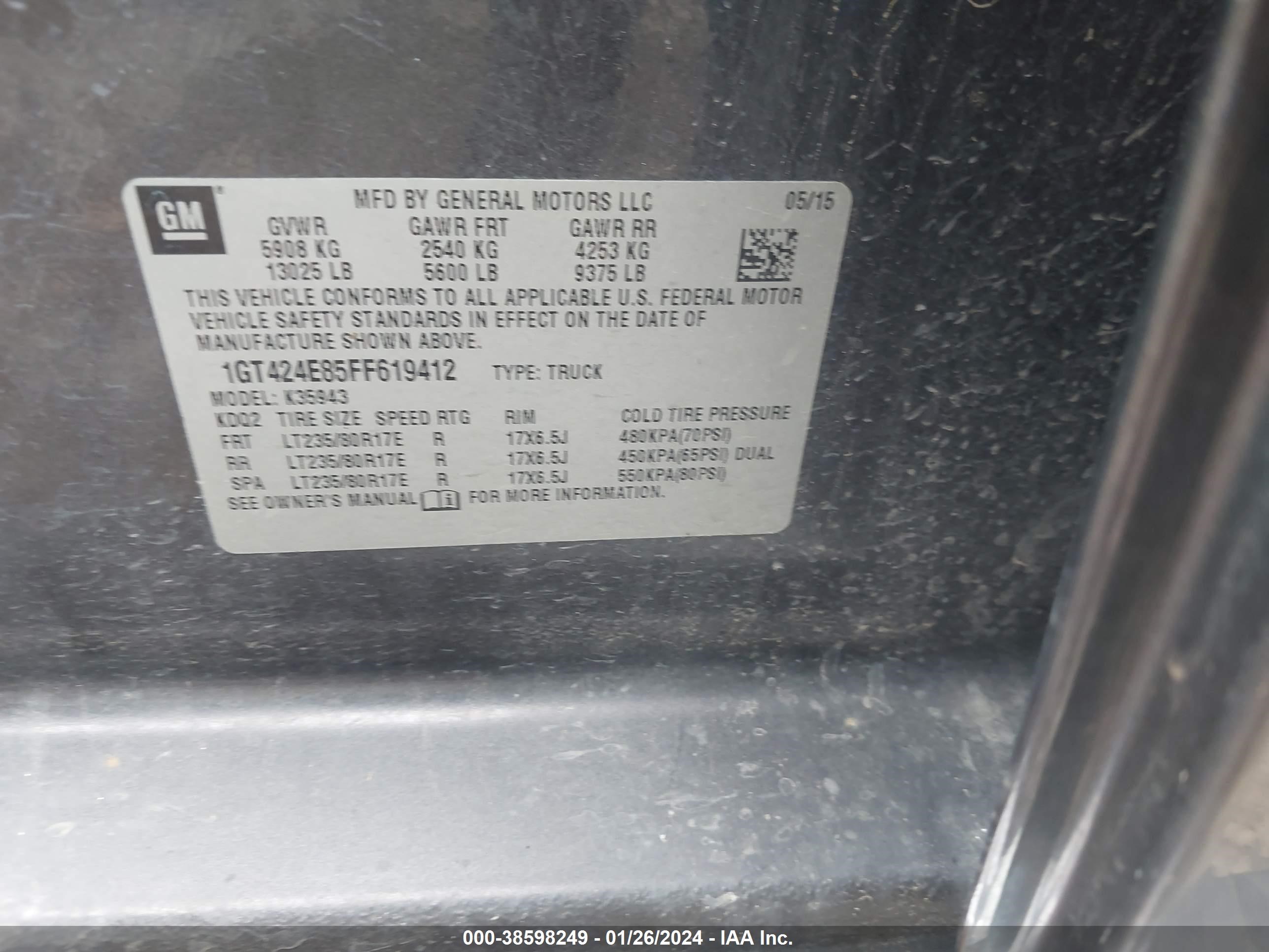 Photo 8 VIN: 1GT424E85FF619412 - GMC SIERRA 