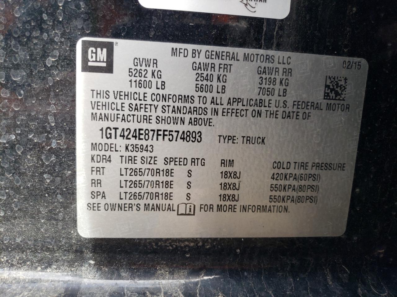 Photo 12 VIN: 1GT424E87FF574893 - GMC SIERRA 