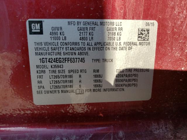 Photo 9 VIN: 1GT424EG2FF637745 - GMC SIERRA K35 