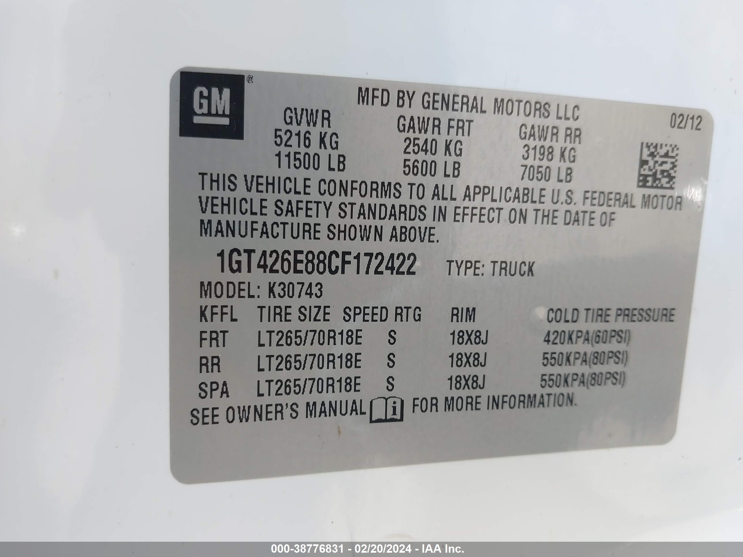 Photo 8 VIN: 1GT426E88CF172422 - GMC NULL 