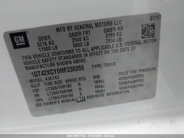 Photo 8 VIN: 1GT42XCY6HF238269 - GMC SIERRA 