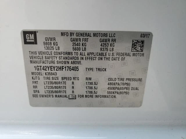 Photo 11 VIN: 1GT42YEY2HF176405 - GMC SIERRA K35 