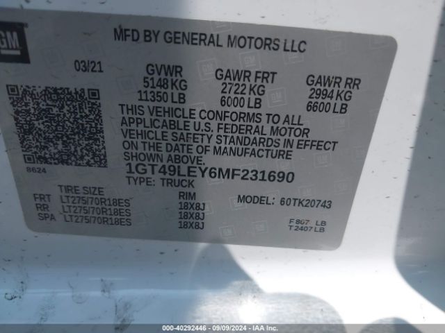 Photo 8 VIN: 1GT49LEY6MF231690 - GMC SIERRA 