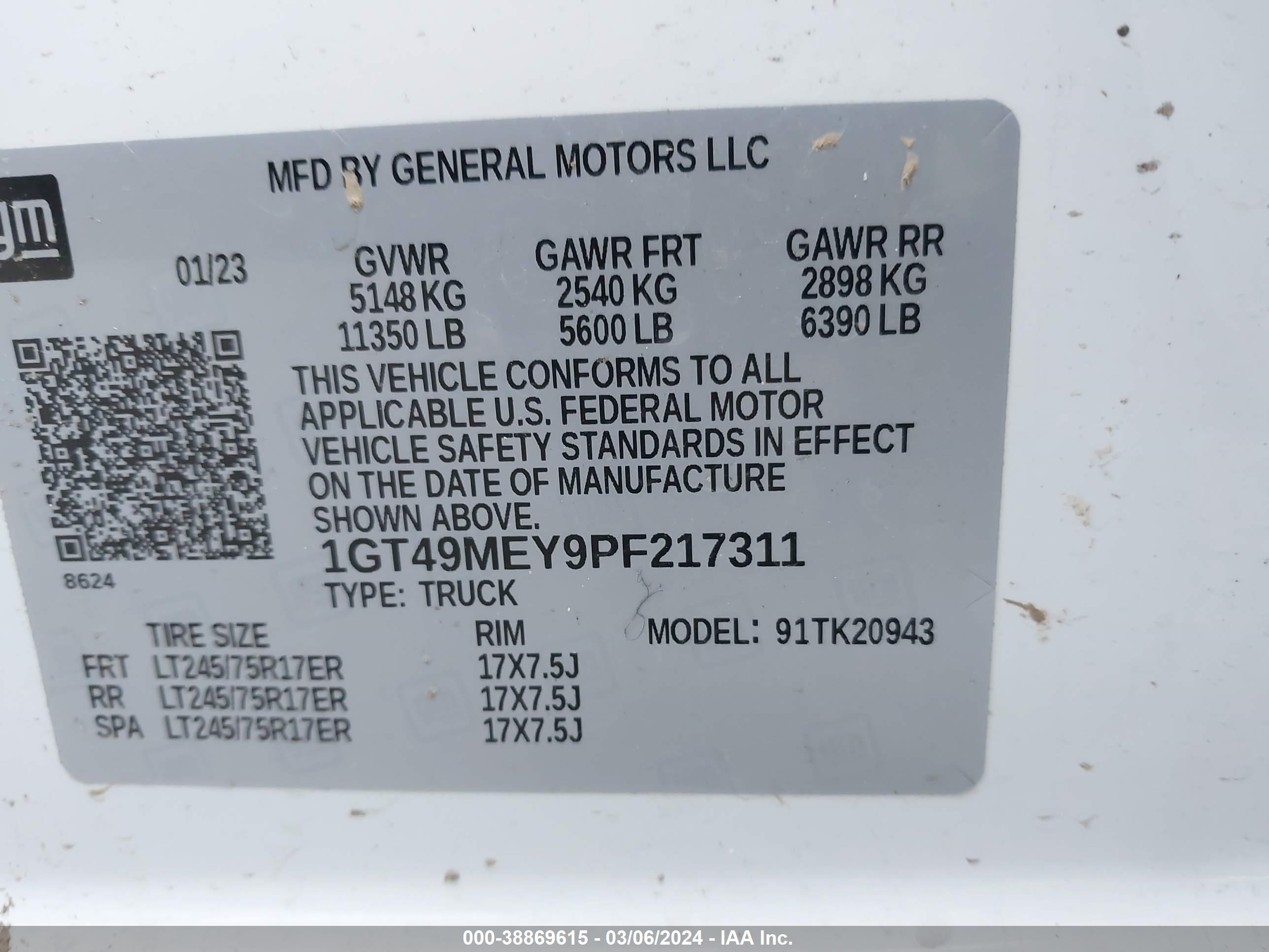 Photo 7 VIN: 1GT49MEY9PF217311 - GMC SIERRA 