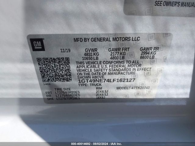 Photo 8 VIN: 1GT49NE74LF162127 - GMC SIERRA 