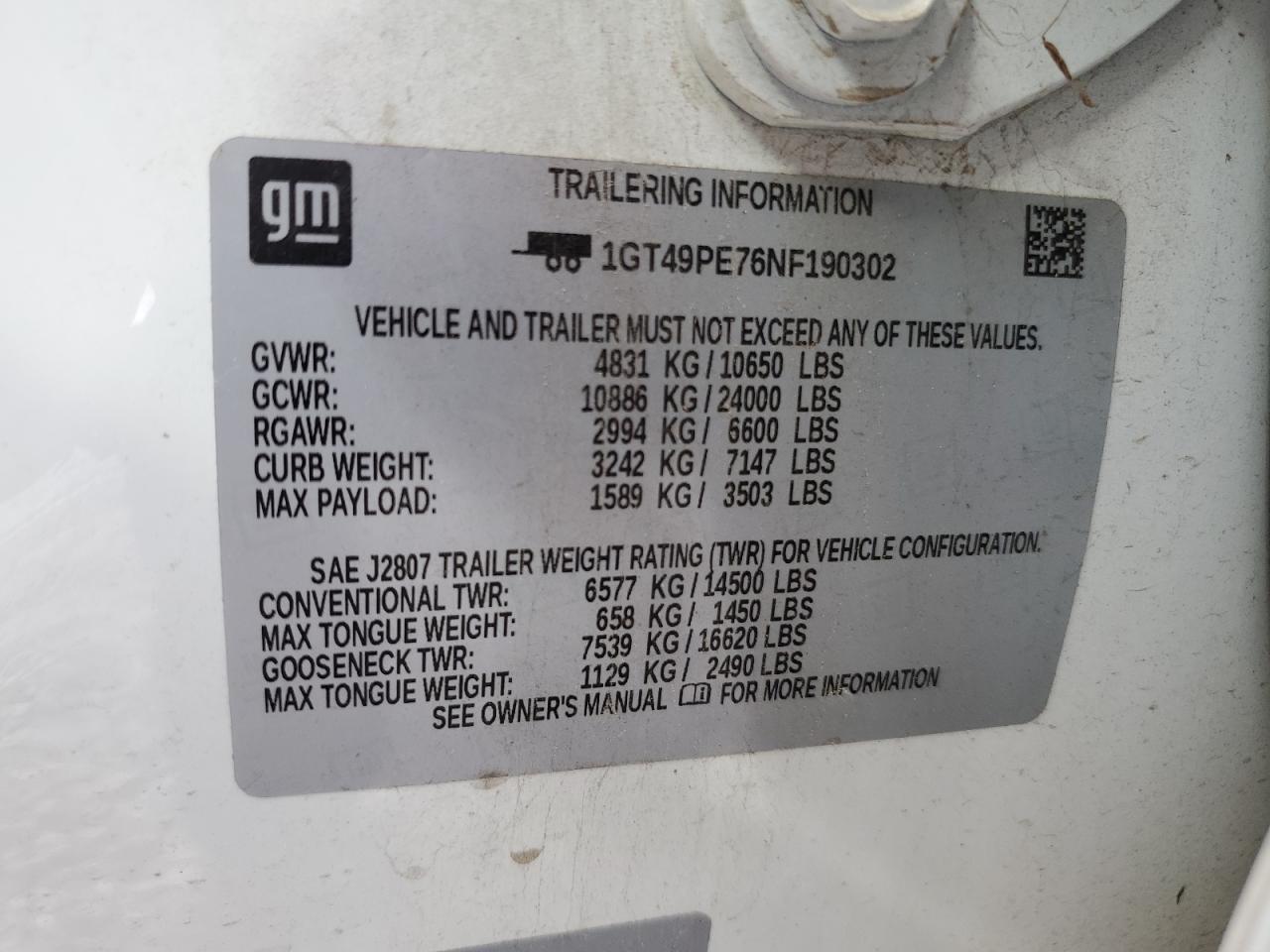 Photo 11 VIN: 1GT49PE76NF190302 - GMC SIERRA K25 