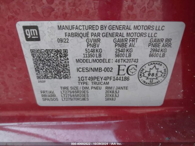 Photo 8 VIN: 1GT49PEY4PF144186 - GMC SIERRA HD 