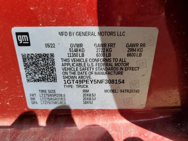 Photo 11 VIN: 1GT49PEY5NF308154 - GMC SIERRA 