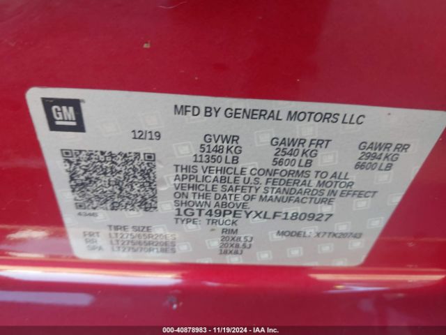 Photo 8 VIN: 1GT49PEYXLF180927 - GMC SIERRA 