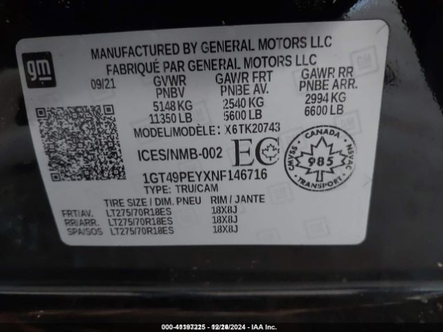 Photo 8 VIN: 1GT49PEYXNF146716 - GMC SIERRA HD 