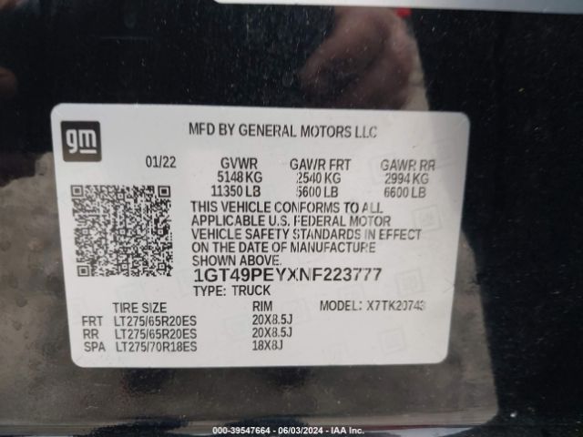 Photo 8 VIN: 1GT49PEYXNF223777 - GMC SIERRA HD 