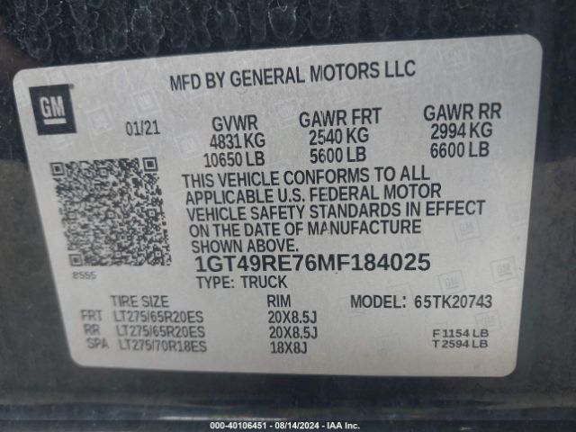 Photo 8 VIN: 1GT49RE76MF184025 - GMC SIERRA 