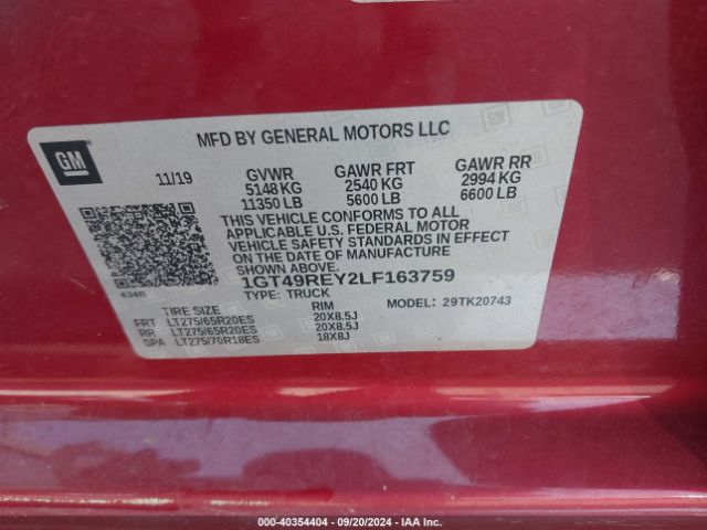 Photo 8 VIN: 1GT49REY2LF163759 - GMC SIERRA 