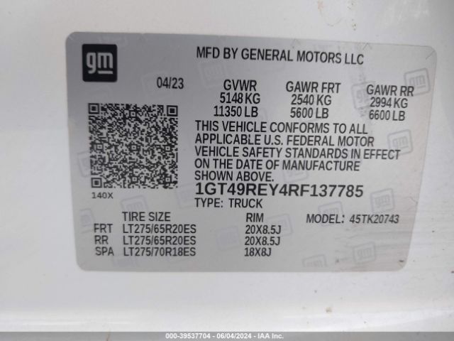 Photo 8 VIN: 1GT49REY4RF137785 - GMC SIERRA HD 