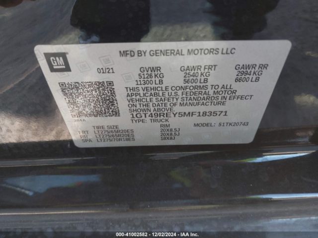 Photo 8 VIN: 1GT49REY5MF183571 - GMC SIERRA 