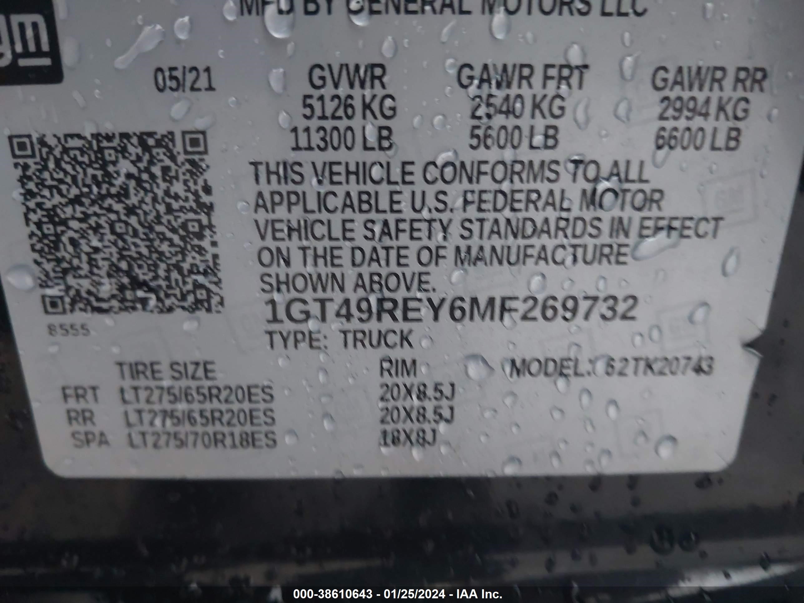 Photo 8 VIN: 1GT49REY6MF269732 - GMC SIERRA 