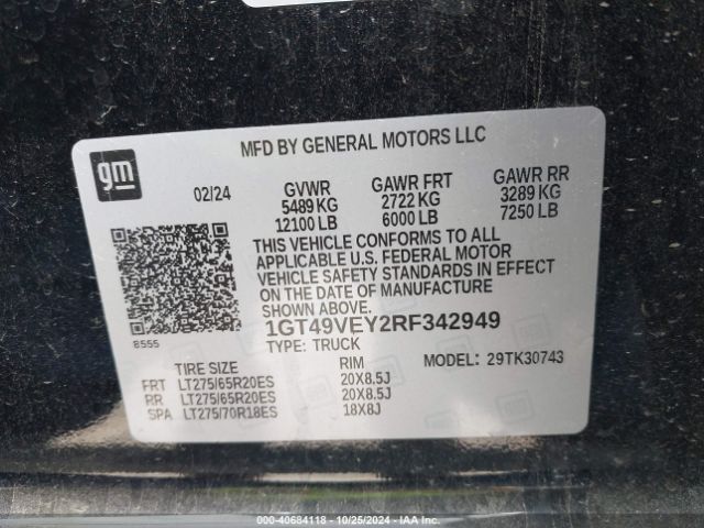 Photo 8 VIN: 1GT49VEY2RF342949 - GMC SIERRA HD 