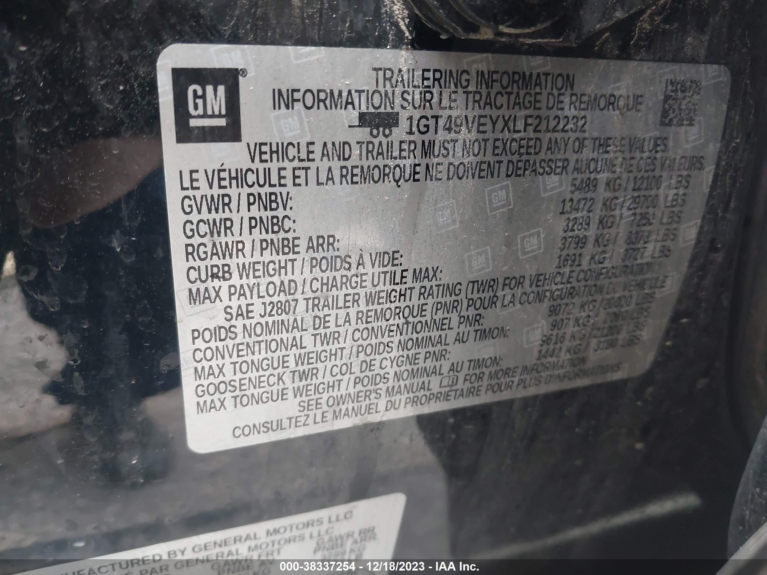 Photo 8 VIN: 1GT49VEYXLF212232 - GMC SIERRA 