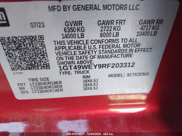 Photo 8 VIN: 1GT49WEY9RF203312 - GMC SIERRA HD 