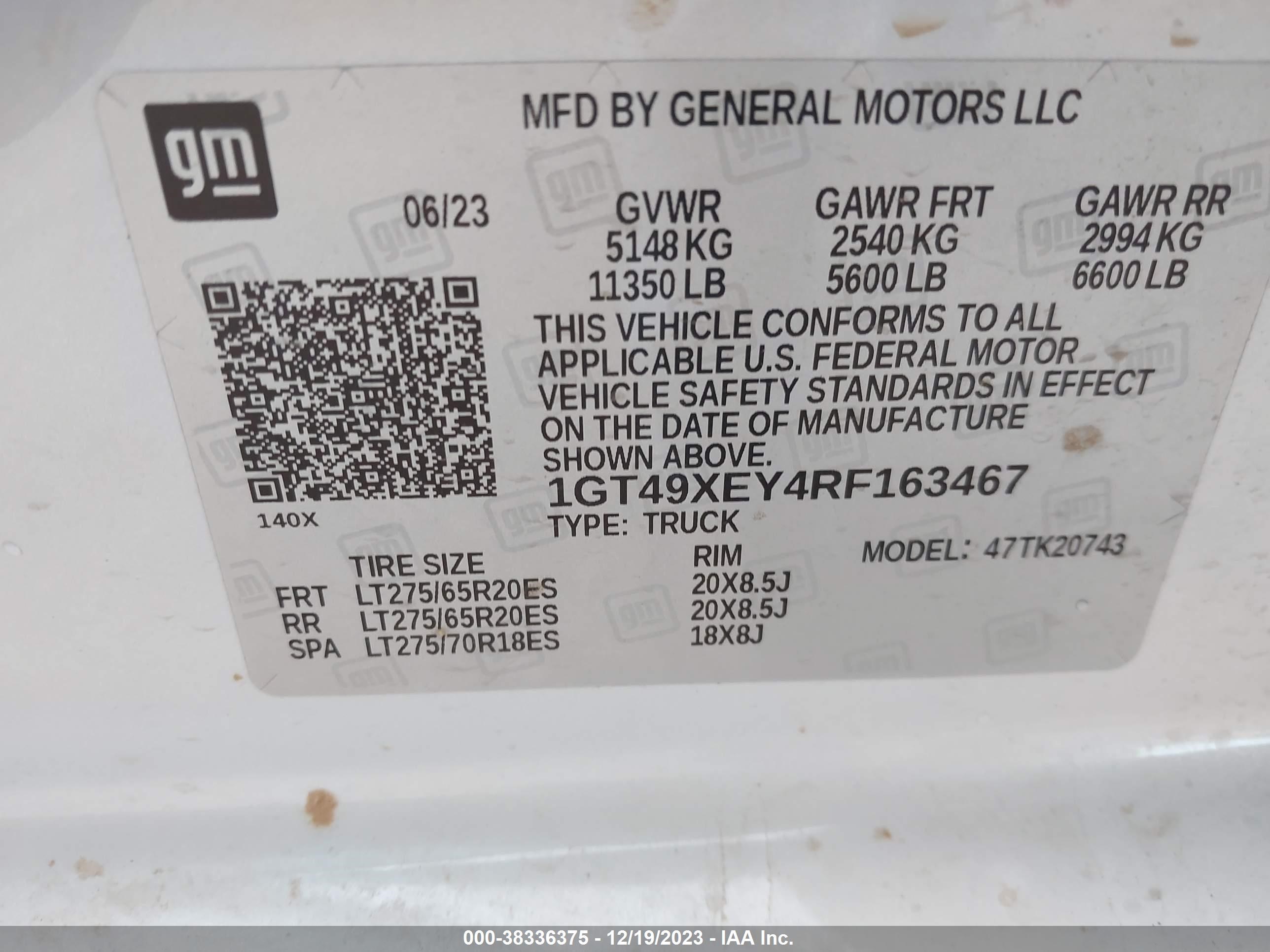 Photo 8 VIN: 1GT49XEY4RF163467 - GMC SIERRA 