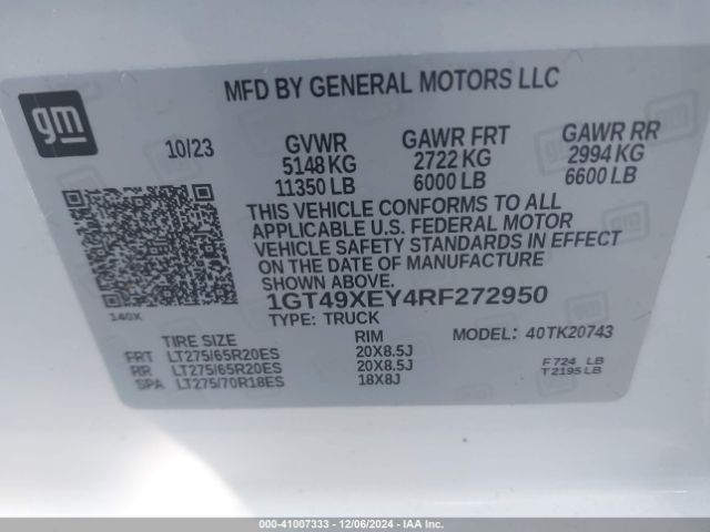 Photo 8 VIN: 1GT49XEY4RF272950 - GMC SIERRA HD 