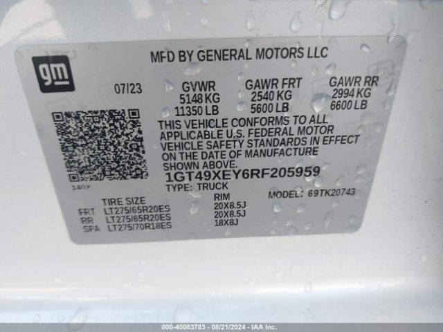 Photo 8 VIN: 1GT49XEY6RF205959 - GMC SIERRA HD 