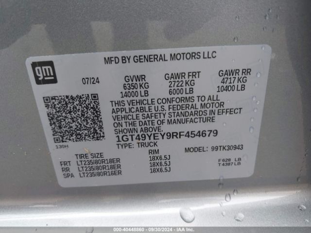 Photo 8 VIN: 1GT49YEY9RF454679 - GMC SIERRA HD 