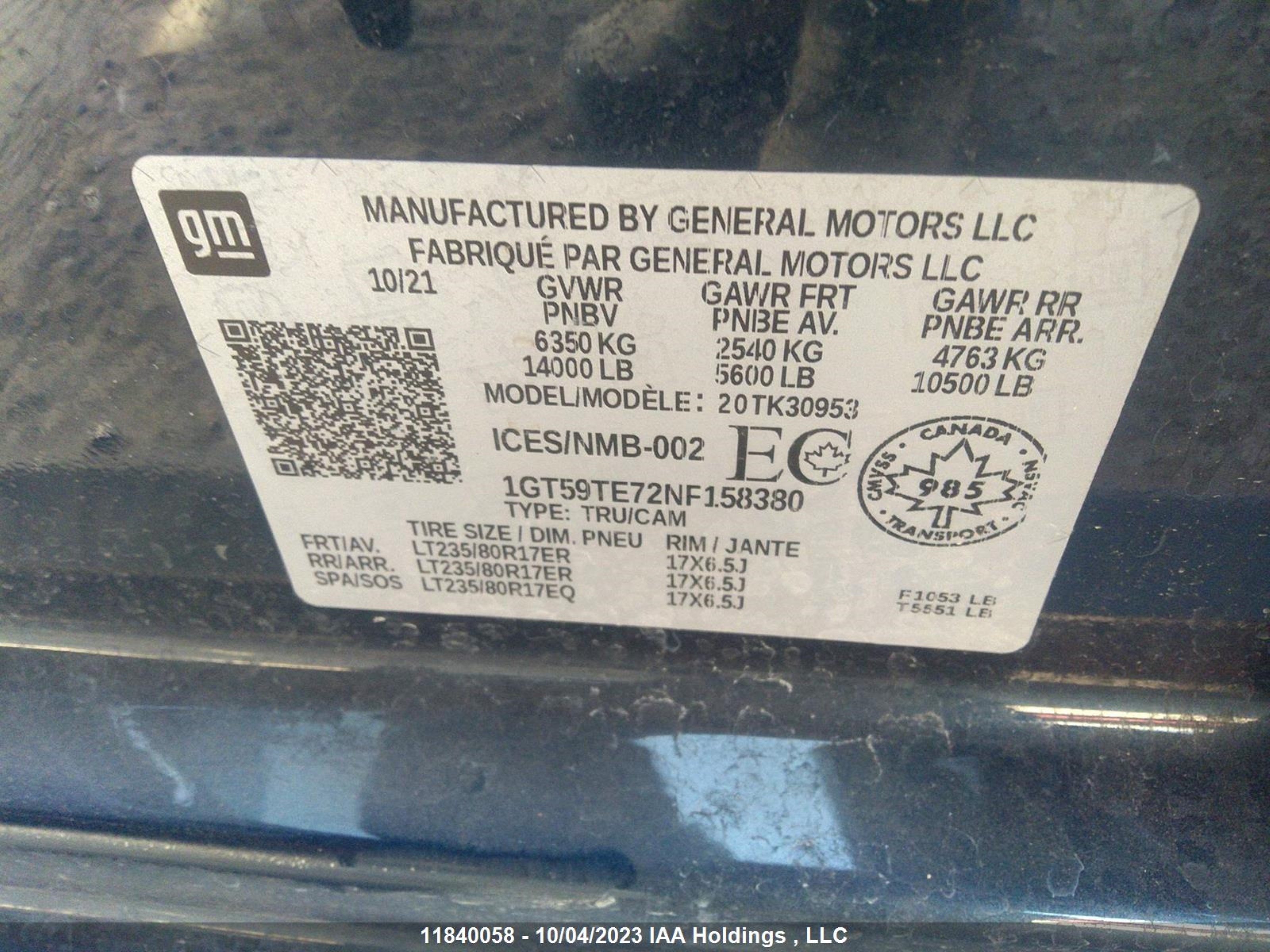 Photo 8 VIN: 1GT59TE72NF158380 - GMC NULL 