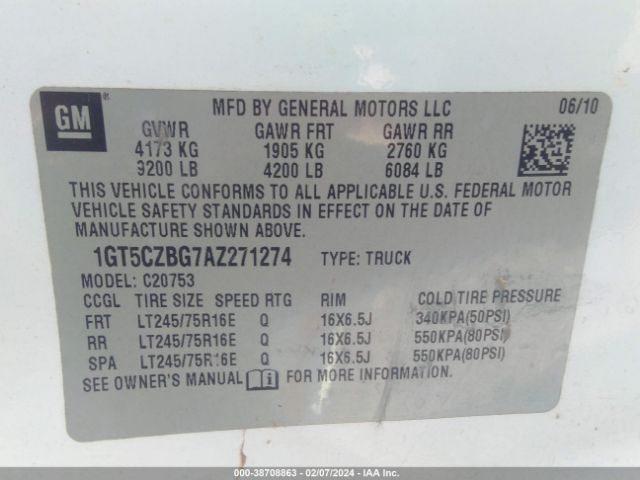 Photo 8 VIN: 1GT5CZBG7AZ271274 - GMC SIERRA 2500HD 