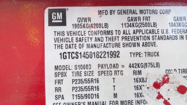 Photo 0 VIN: 1GTCS145018221992 - GMC PICK UP 