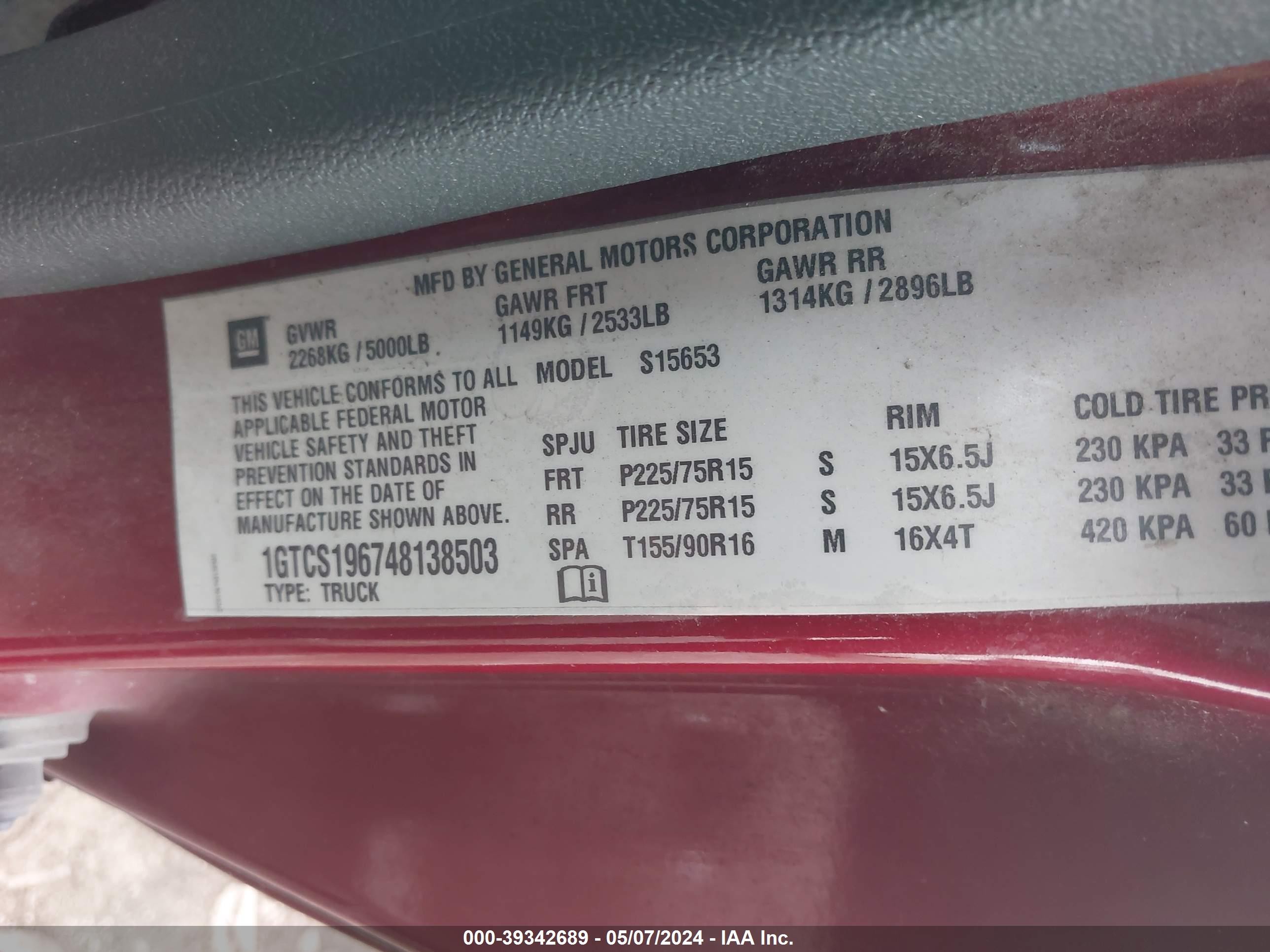 Photo 8 VIN: 1GTCS196748138503 - GMC CANYON 