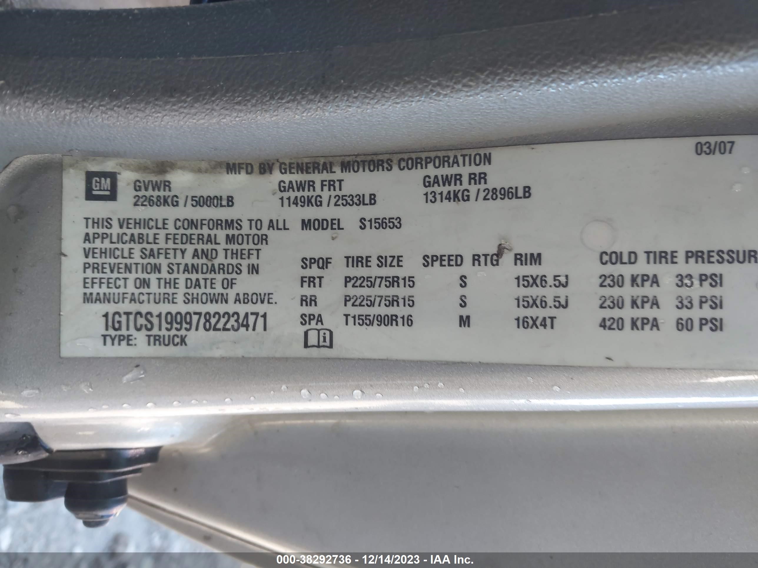 Photo 8 VIN: 1GTCS199978223471 - GMC CANYON 