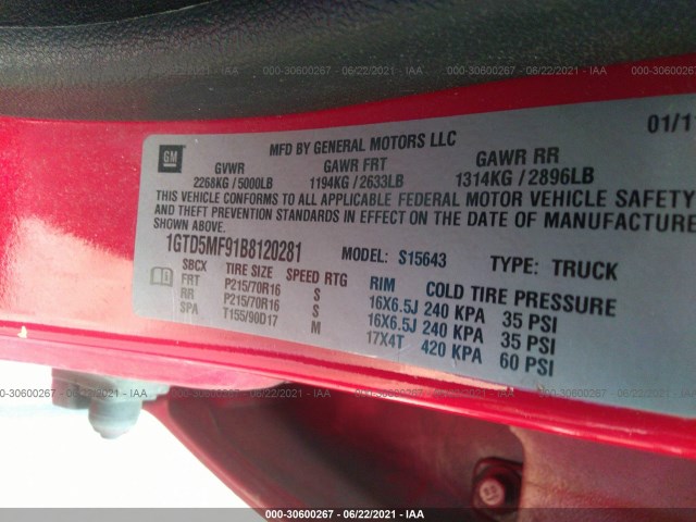 Photo 8 VIN: 1GTD5MF91B8120281 - GMC CANYON 