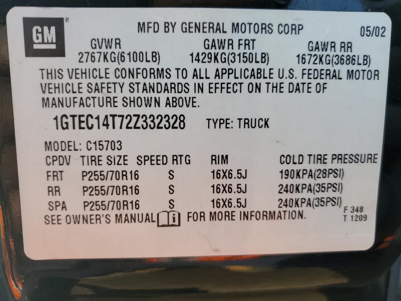 Photo 11 VIN: 1GTEC14T72Z332328 - GMC SIERRA 