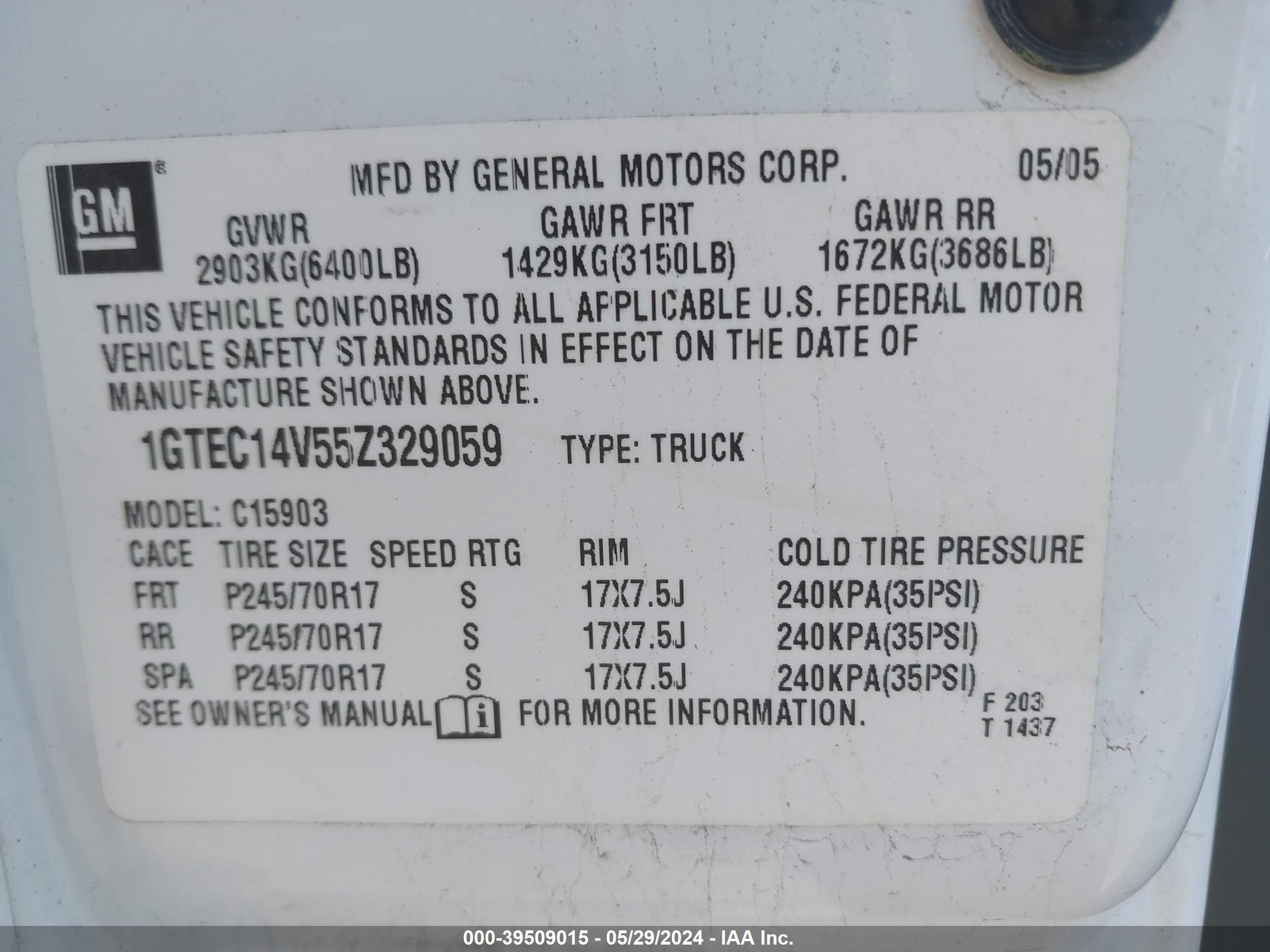 Photo 8 VIN: 1GTEC14V55Z329059 - GMC NULL 