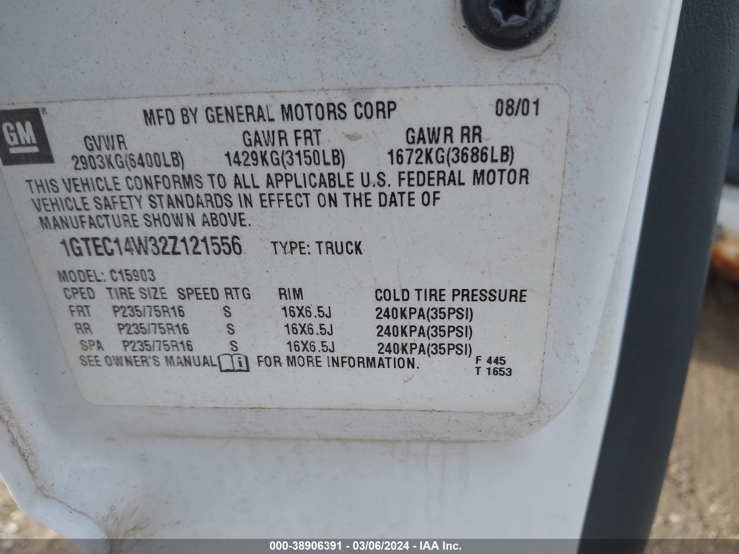 Photo 8 VIN: 1GTEC14W32Z121556 - GMC SIERRA 