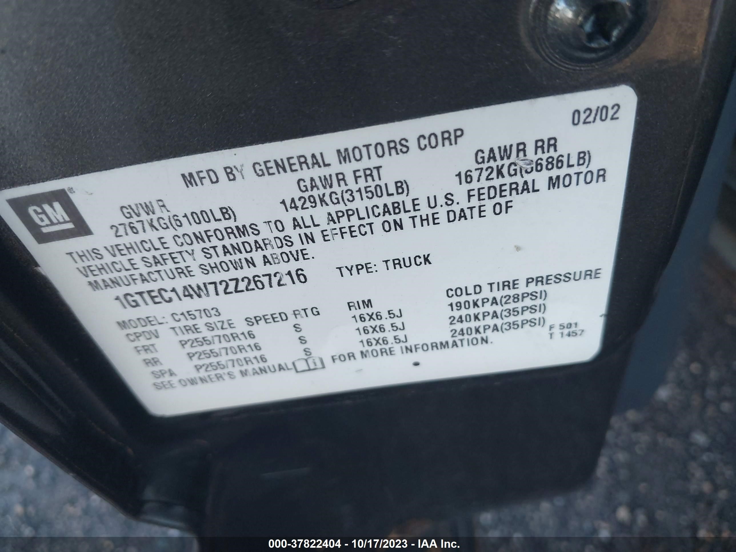 Photo 8 VIN: 1GTEC14W72Z267216 - GMC SIERRA 